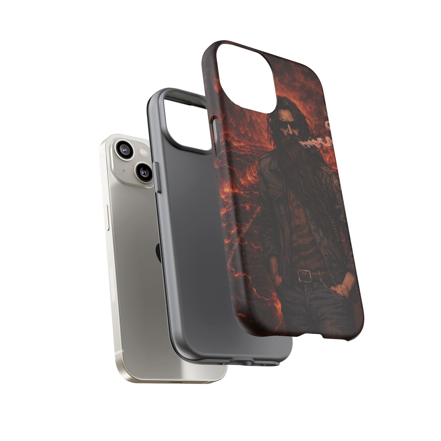 Rugged Beardman Phone Case — Smoky Lava Biker Design