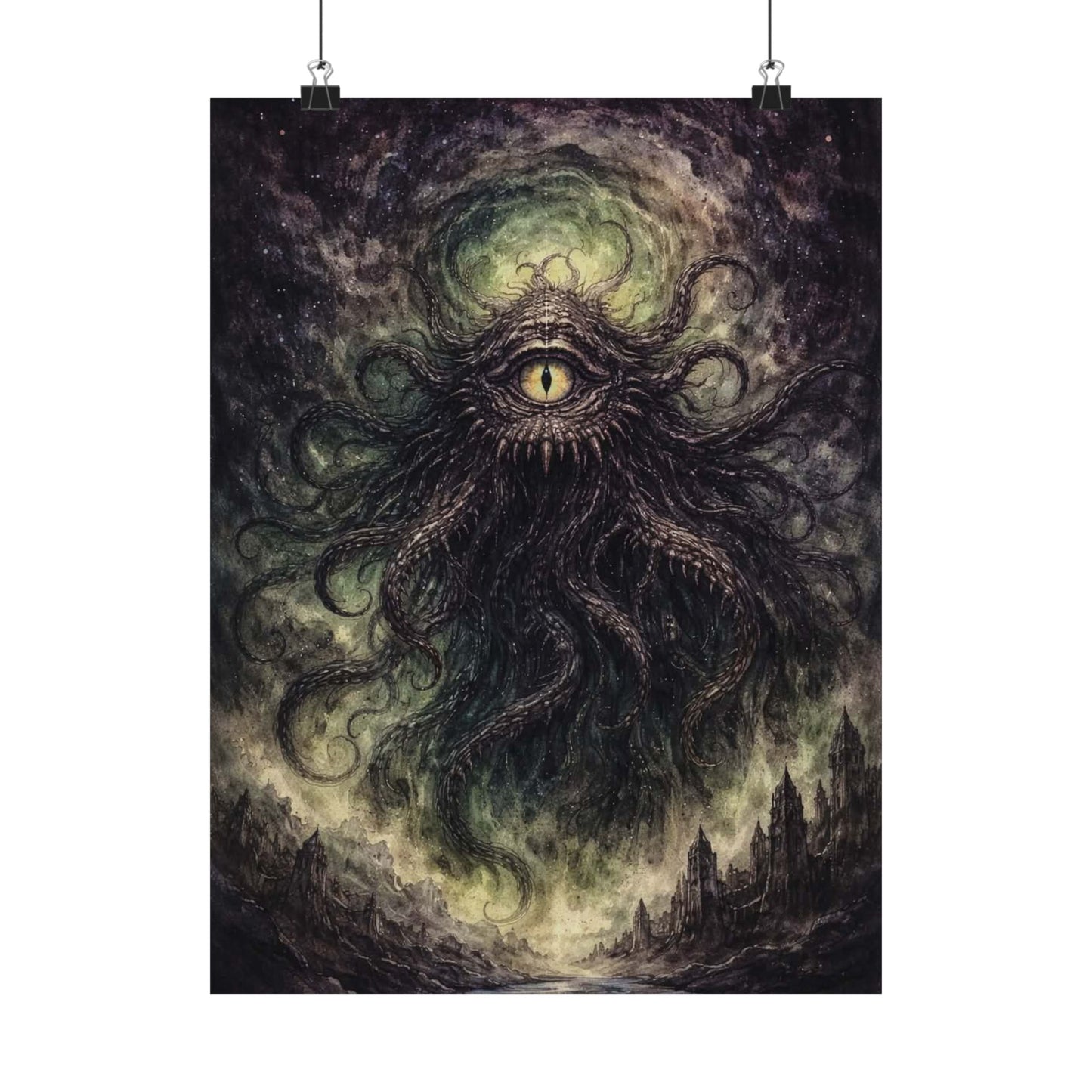 Cosmic Eye Horror Poster — Matte Vertical Lovecraft Tentacle Wall Art