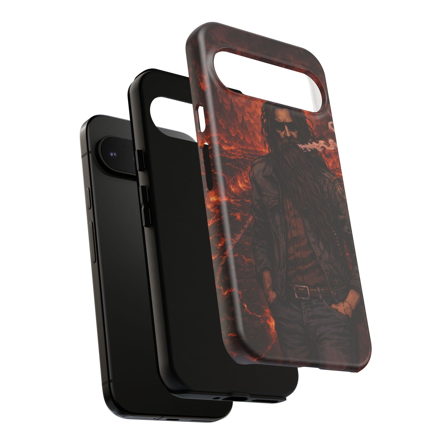 Rugged Beardman Phone Case — Smoky Lava Biker Design