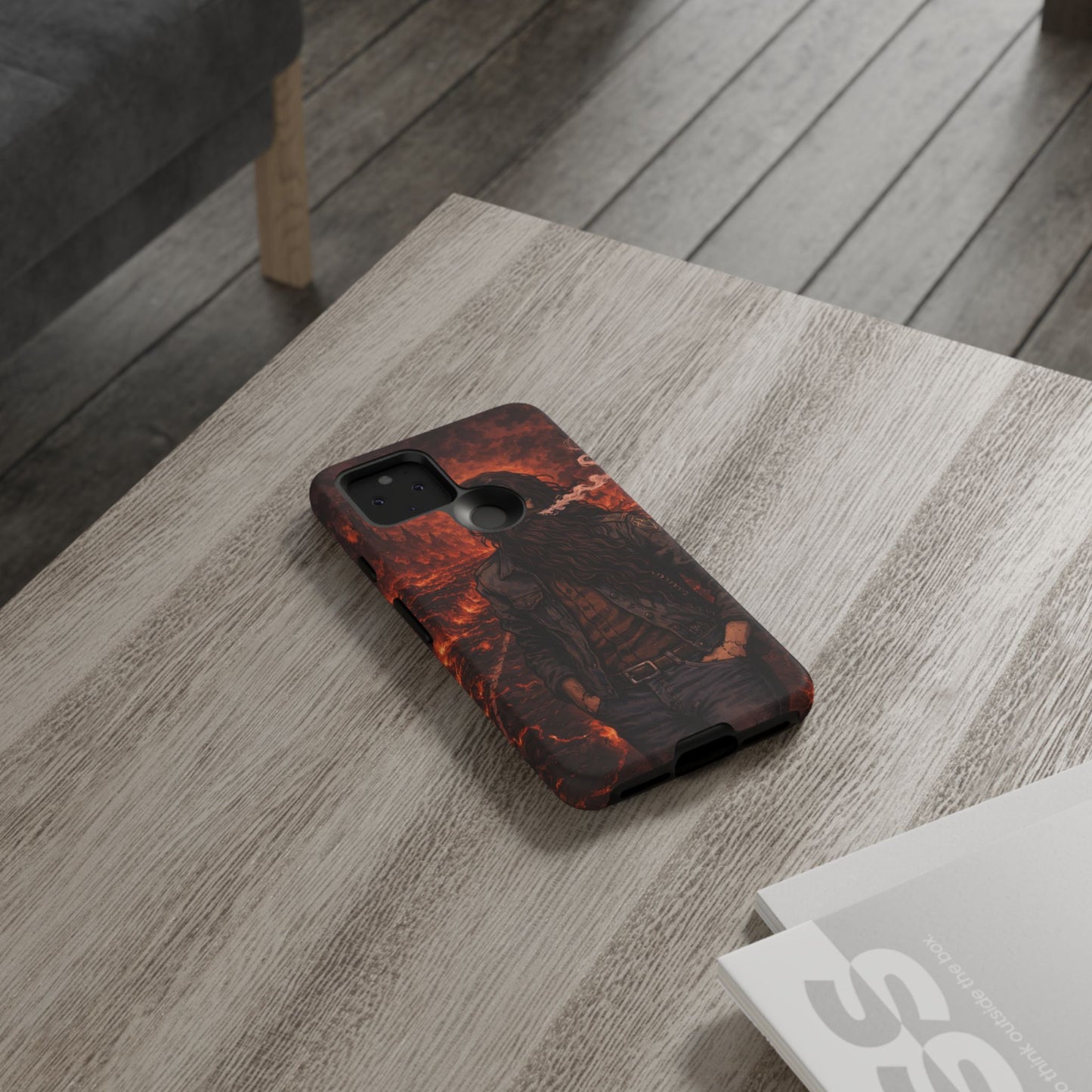 Rugged Beardman Phone Case — Smoky Lava Biker Design