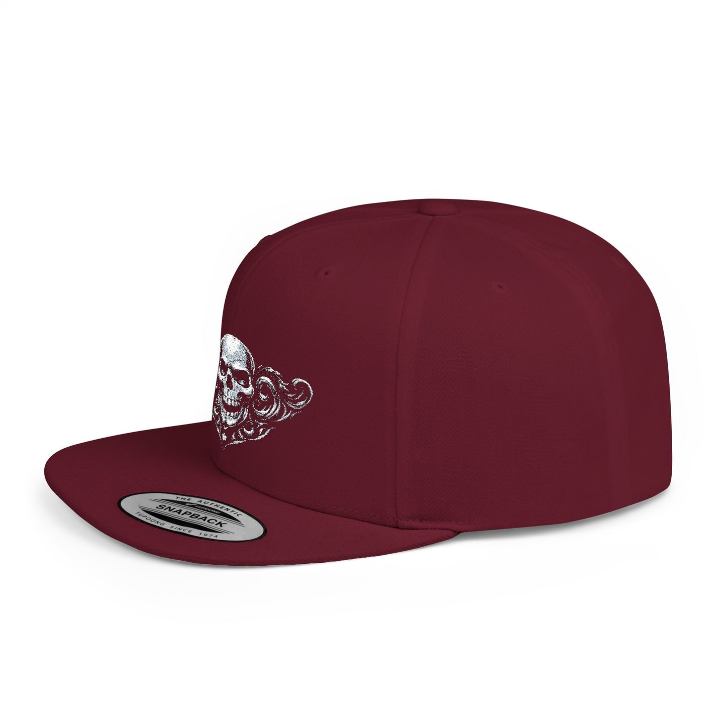 Diamond Skull Flat Bill Snapback Hat — Bling Skull Embroidered Cap