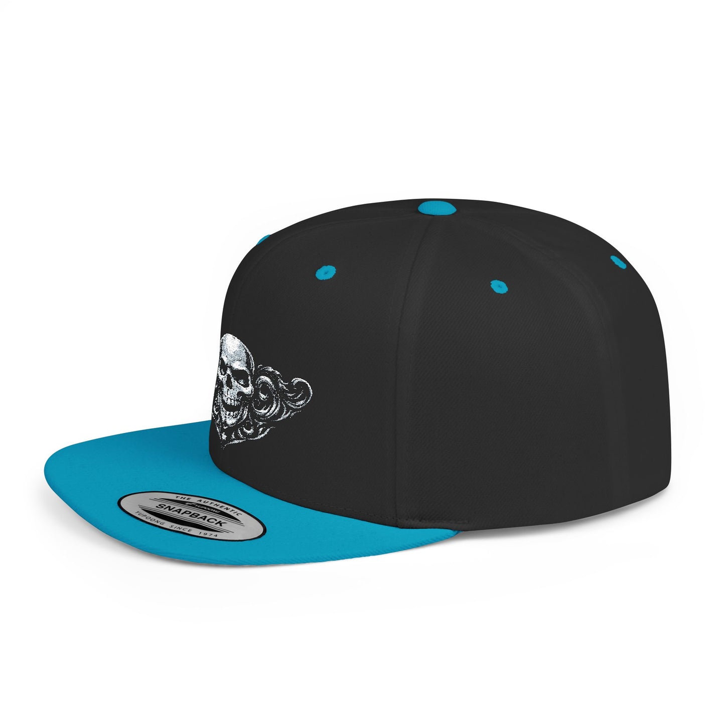 Diamond Skull Flat Bill Snapback Hat — Bling Skull Embroidered Cap
