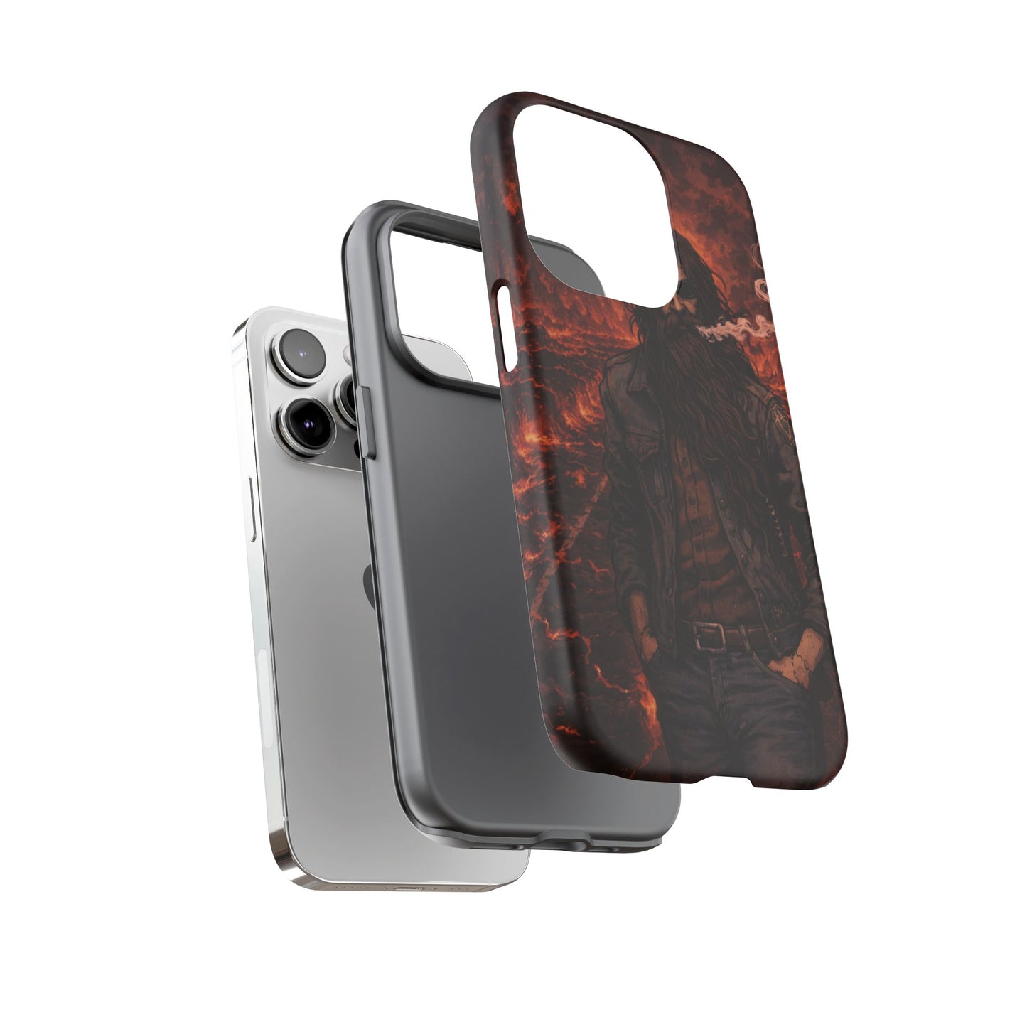 Rugged Beardman Phone Case — Smoky Lava Biker Design