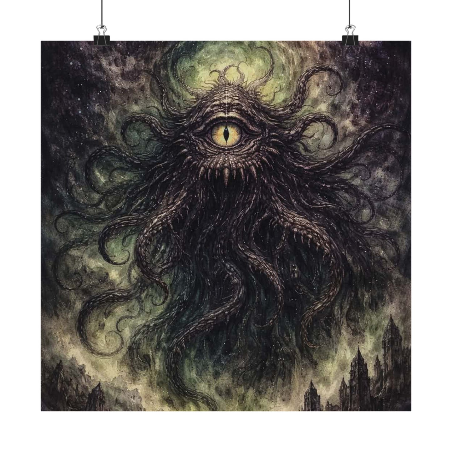 Cosmic Eye Horror Poster — Matte Vertical Lovecraft Tentacle Wall Art