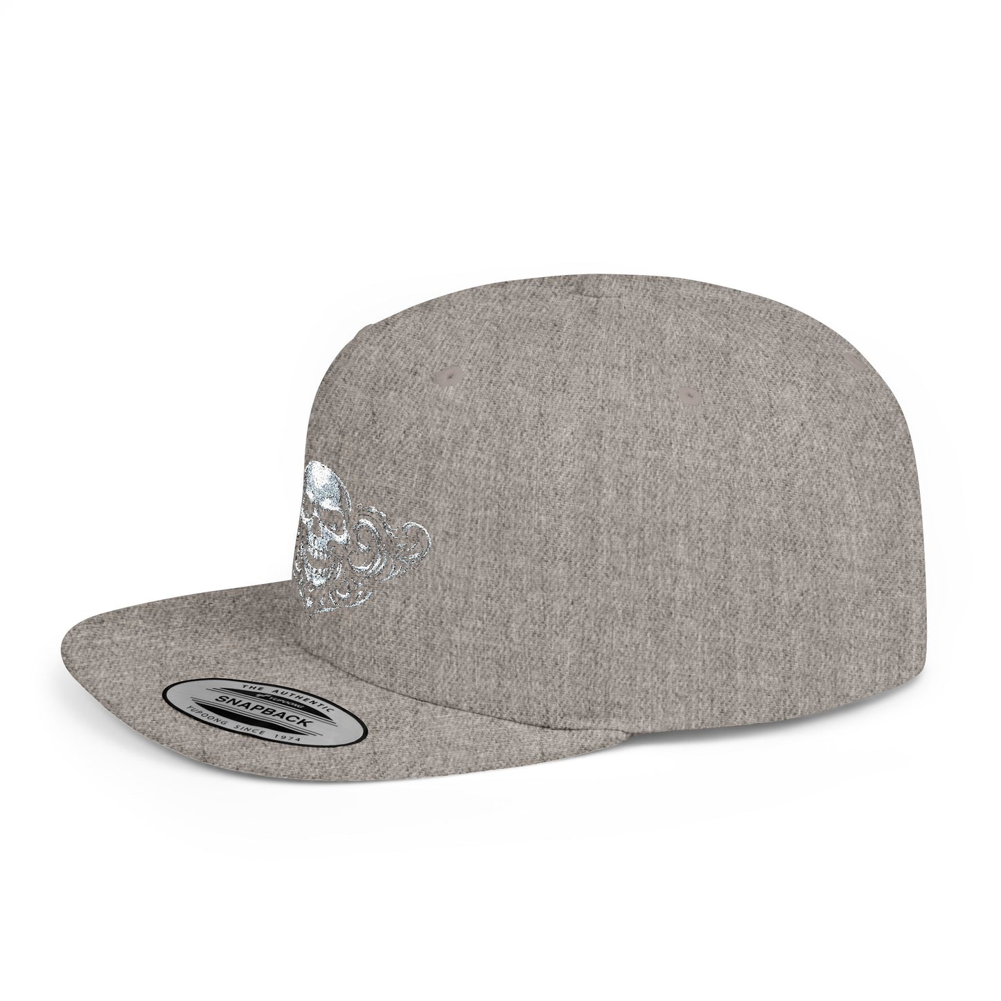 Diamond Skull Flat Bill Snapback Hat — Bling Skull Embroidered Cap