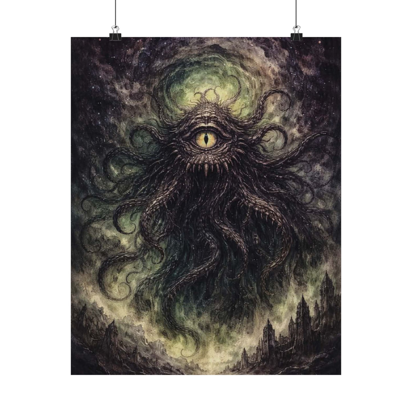 Cosmic Eye Horror Poster — Matte Vertical Lovecraft Tentacle Wall Art