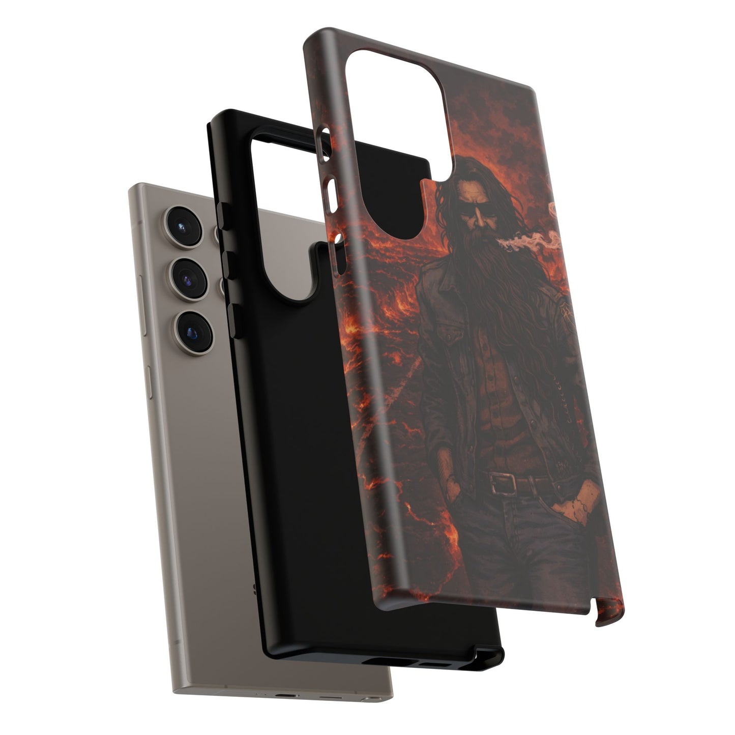 Rugged Beardman Phone Case — Smoky Lava Biker Design