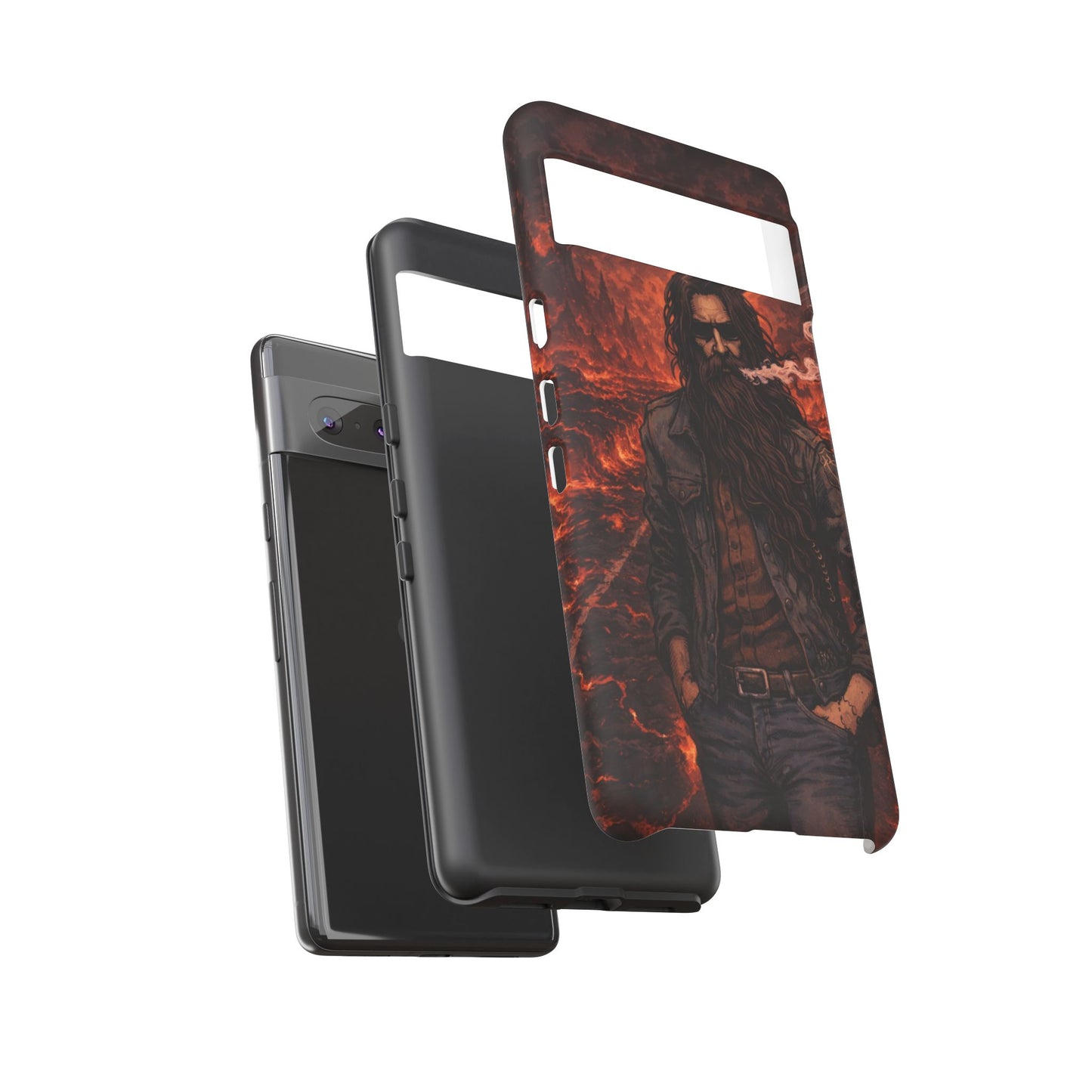 Rugged Beardman Phone Case — Smoky Lava Biker Design