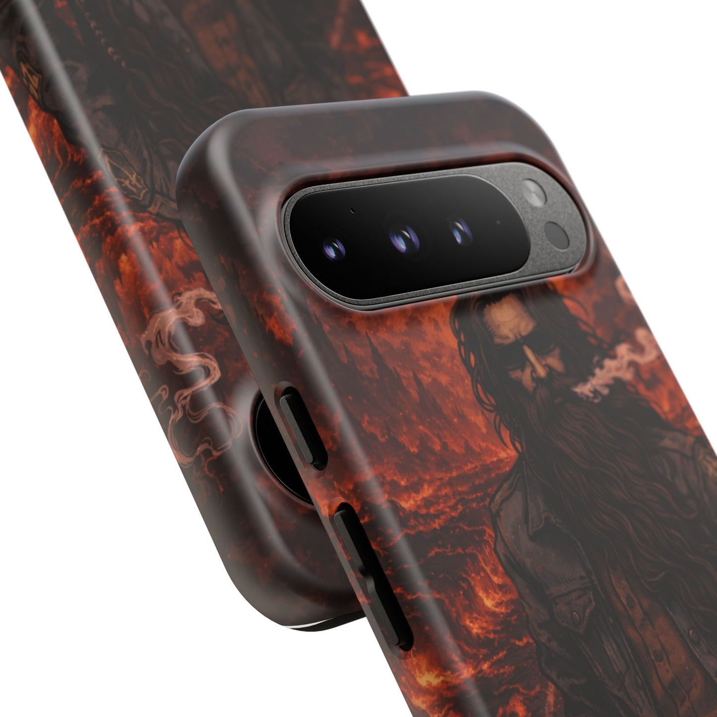 Rugged Beardman Phone Case — Smoky Lava Biker Design