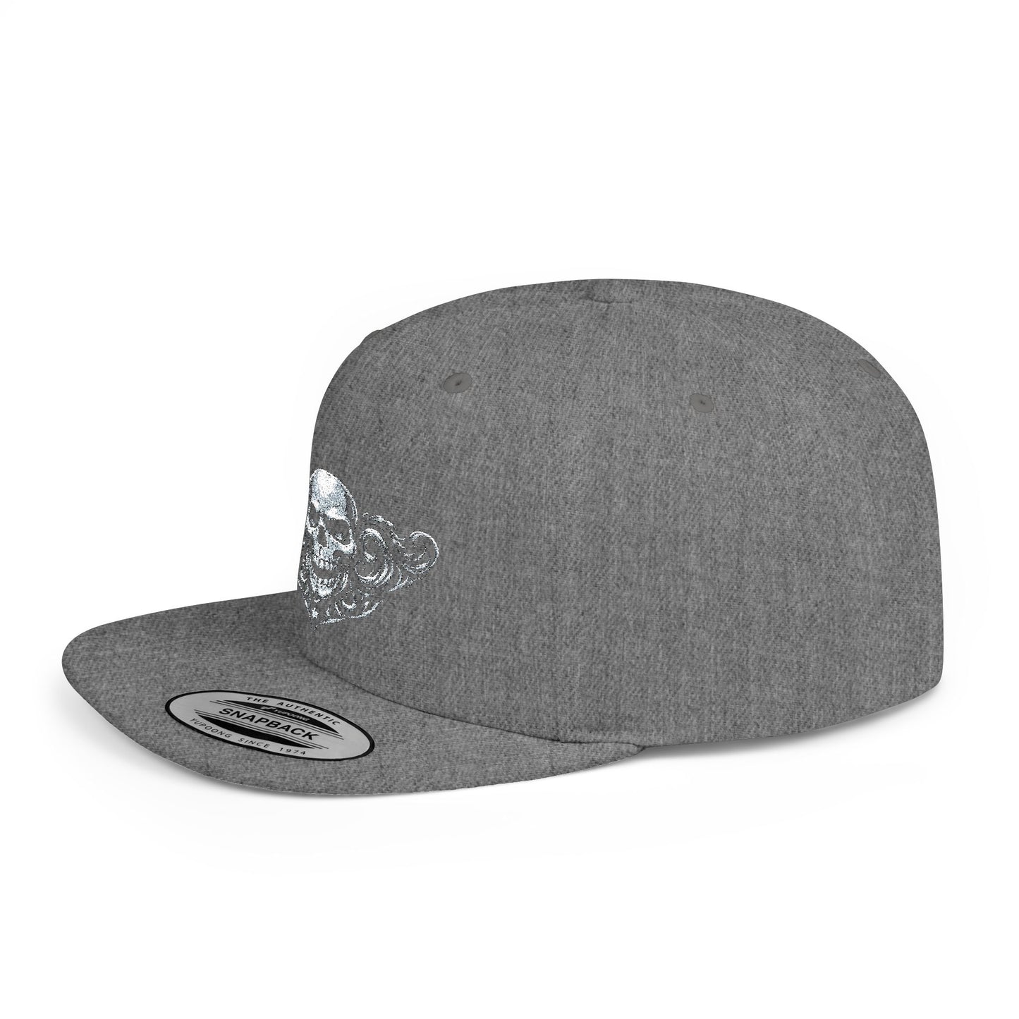 Diamond Skull Flat Bill Snapback Hat — Bling Skull Embroidered Cap