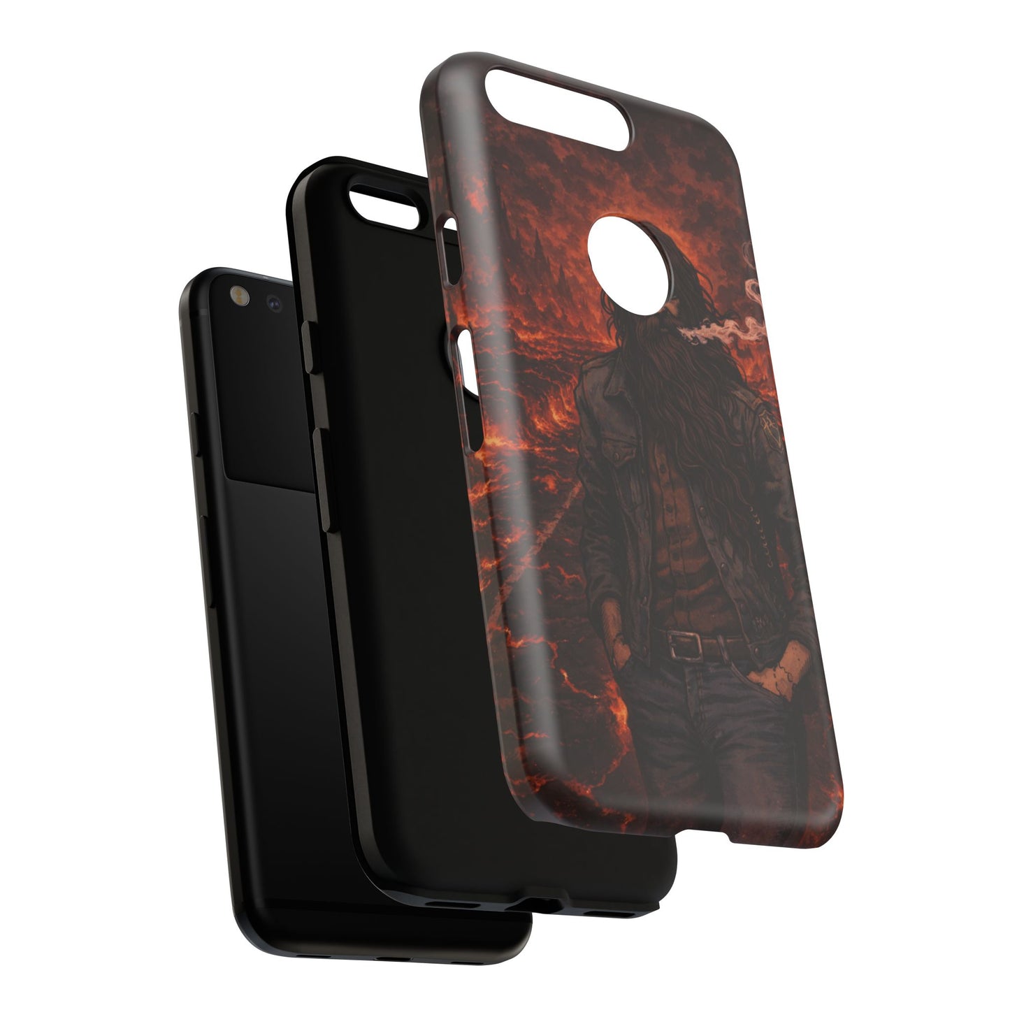Rugged Beardman Phone Case — Smoky Lava Biker Design