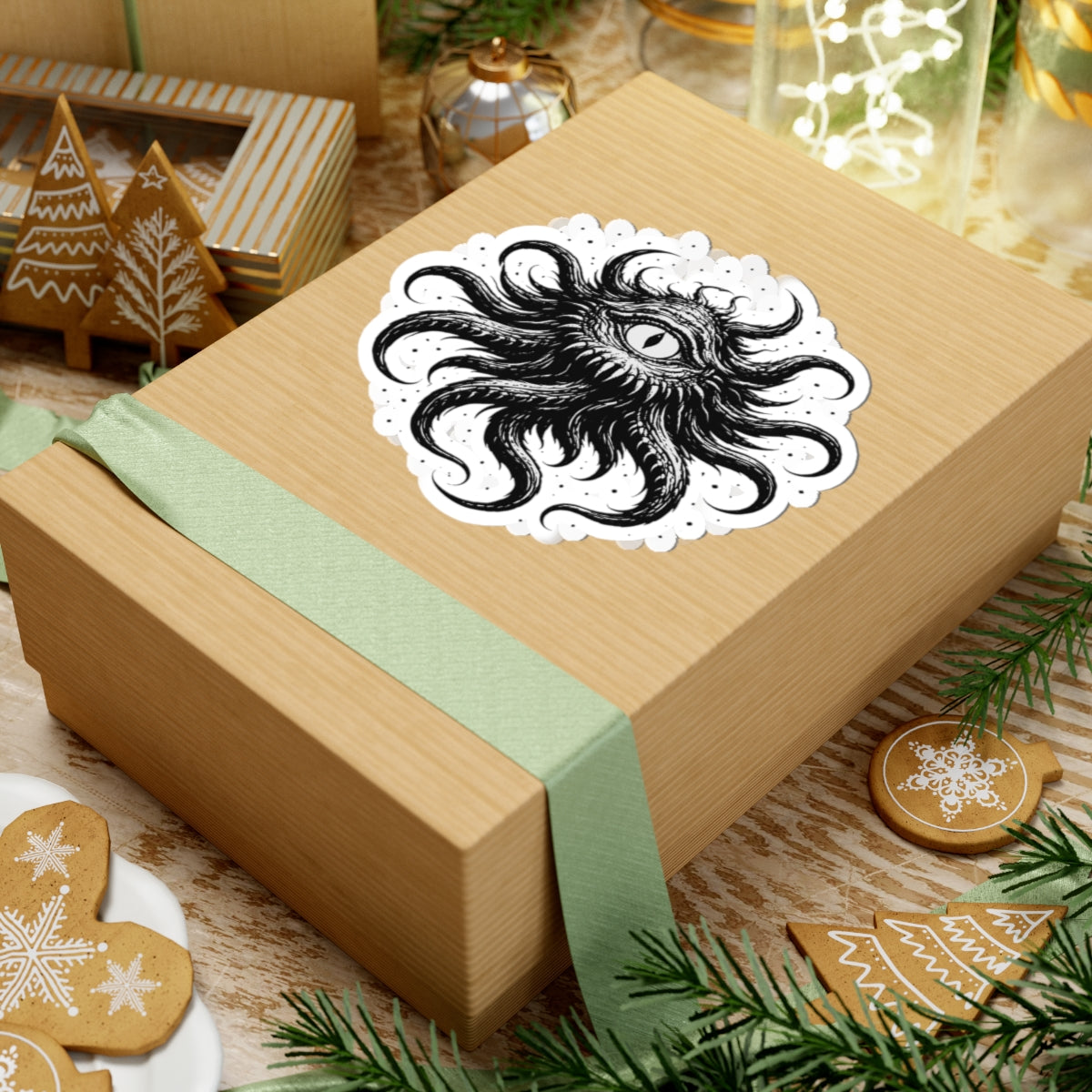 Cosmic Eye Sticker — Monochrome Eye Kraken Kiss-Cut Vinyl