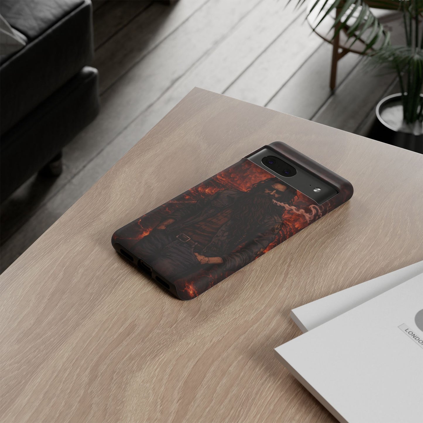 Rugged Beardman Phone Case — Smoky Lava Biker Design