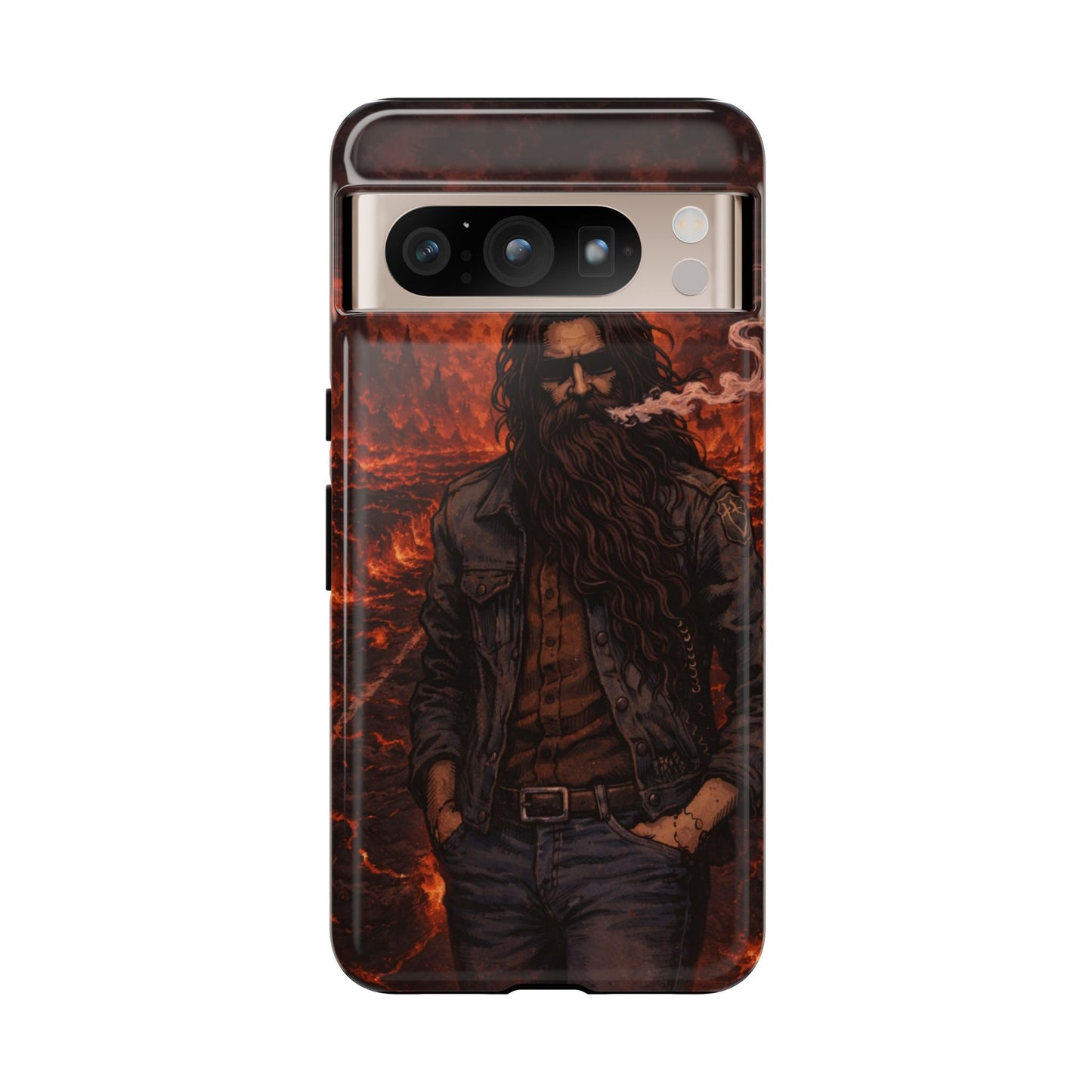 Rugged Beardman Phone Case — Smoky Lava Biker Design