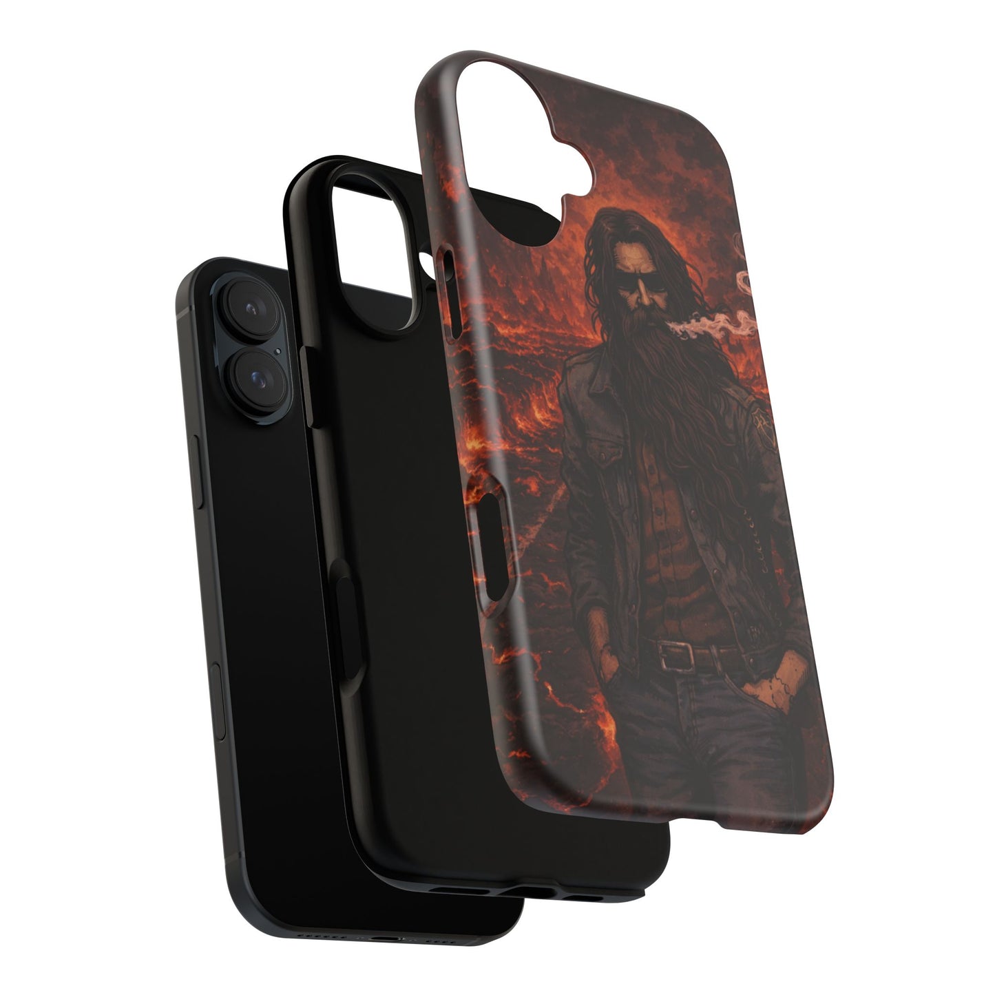 Rugged Beardman Phone Case — Smoky Lava Biker Design