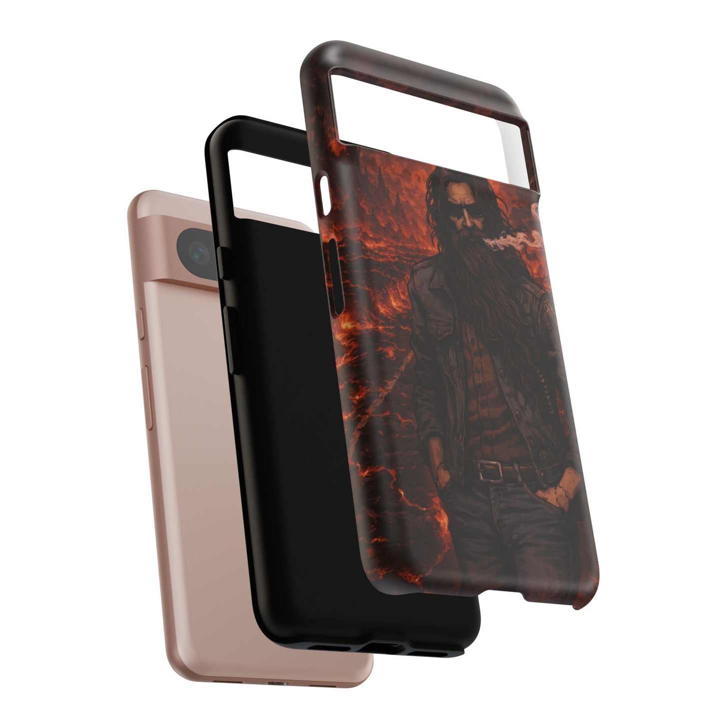 Rugged Beardman Phone Case — Smoky Lava Biker Design