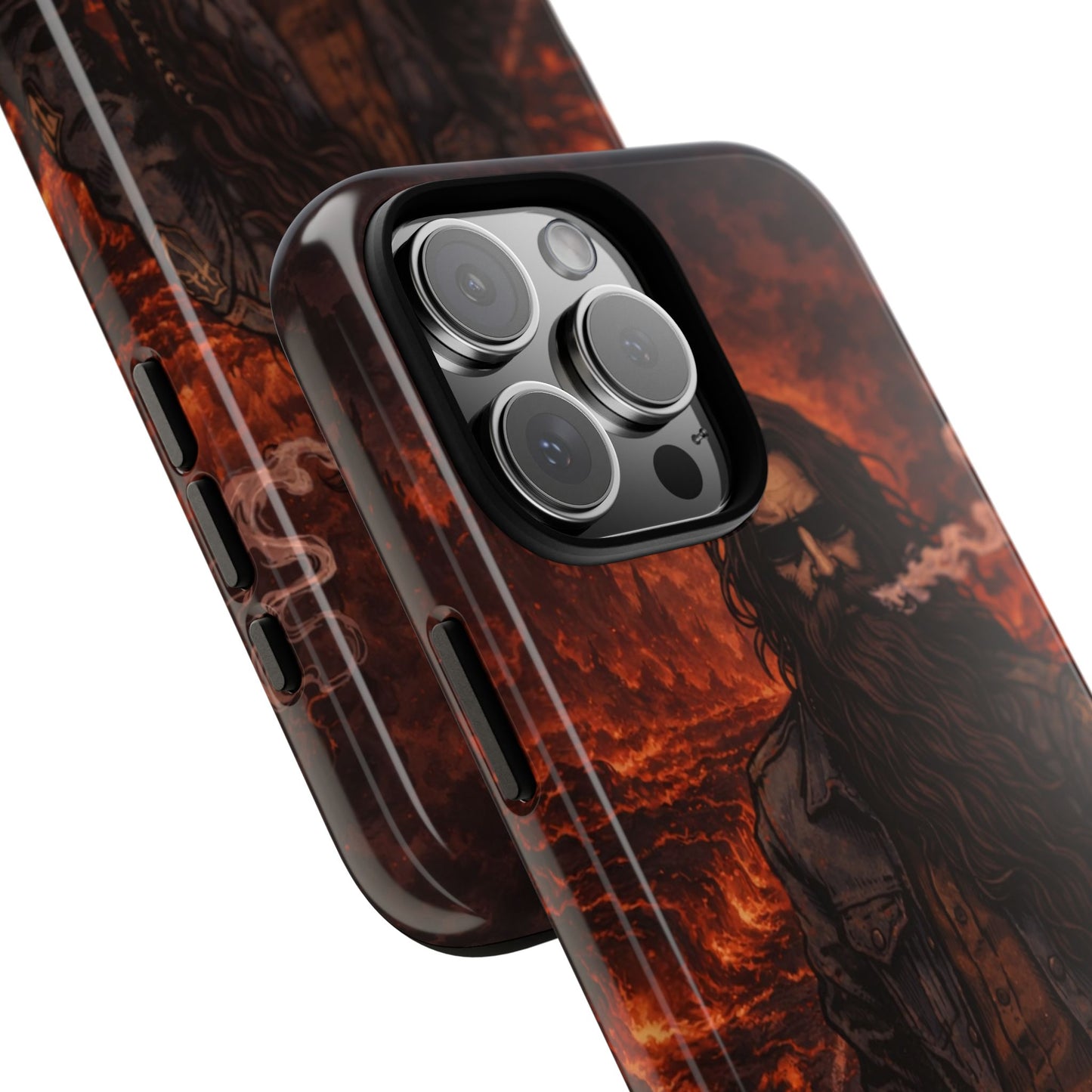 Rugged Beardman Phone Case — Smoky Lava Biker Design