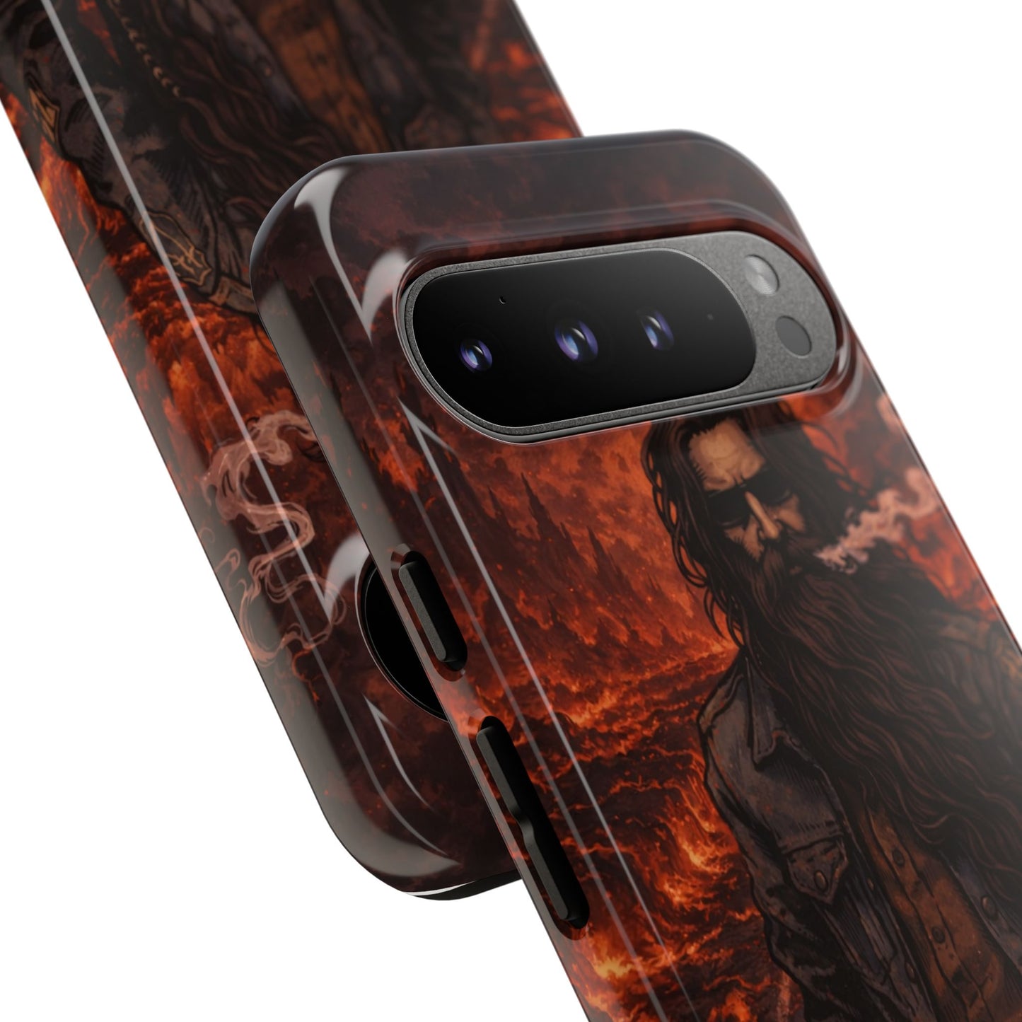 Rugged Beardman Phone Case — Smoky Lava Biker Design