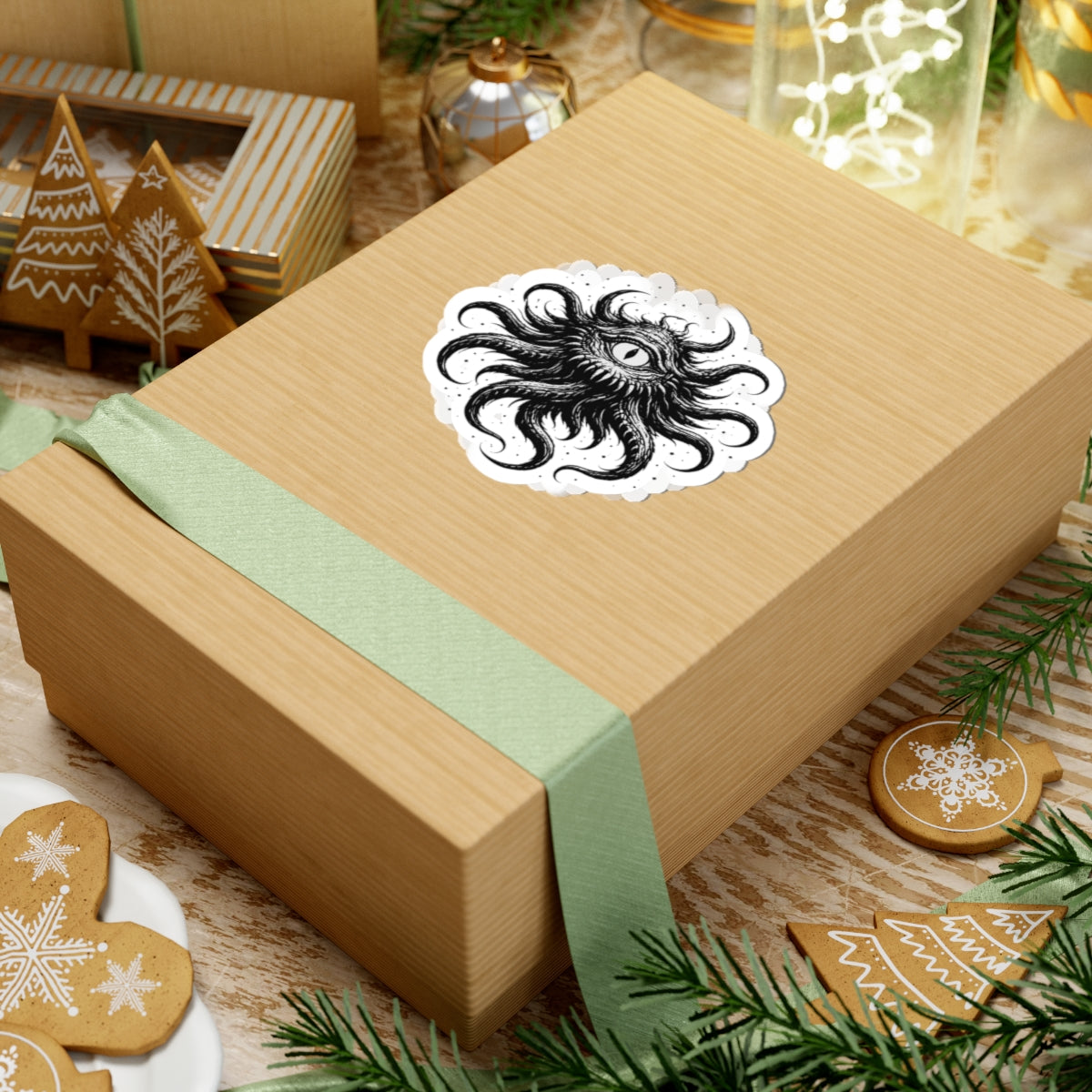 Cosmic Eye Sticker — Monochrome Eye Kraken Kiss-Cut Vinyl