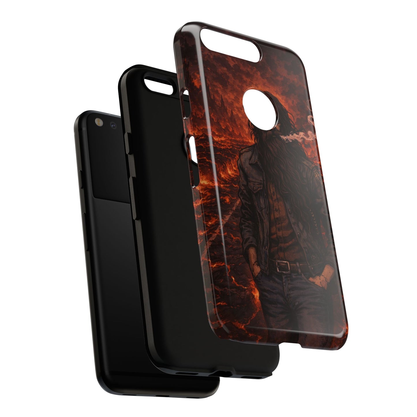 Rugged Beardman Phone Case — Smoky Lava Biker Design