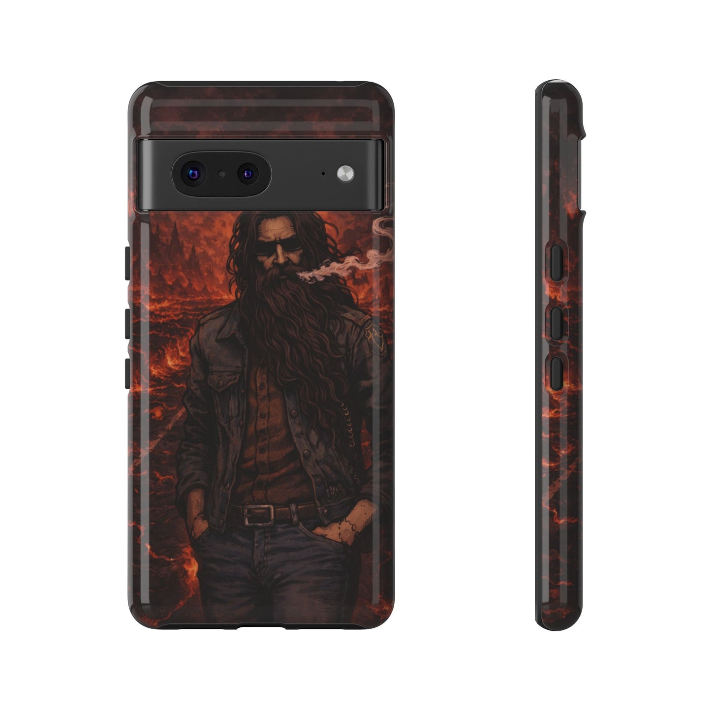Rugged Beardman Phone Case — Smoky Lava Biker Design