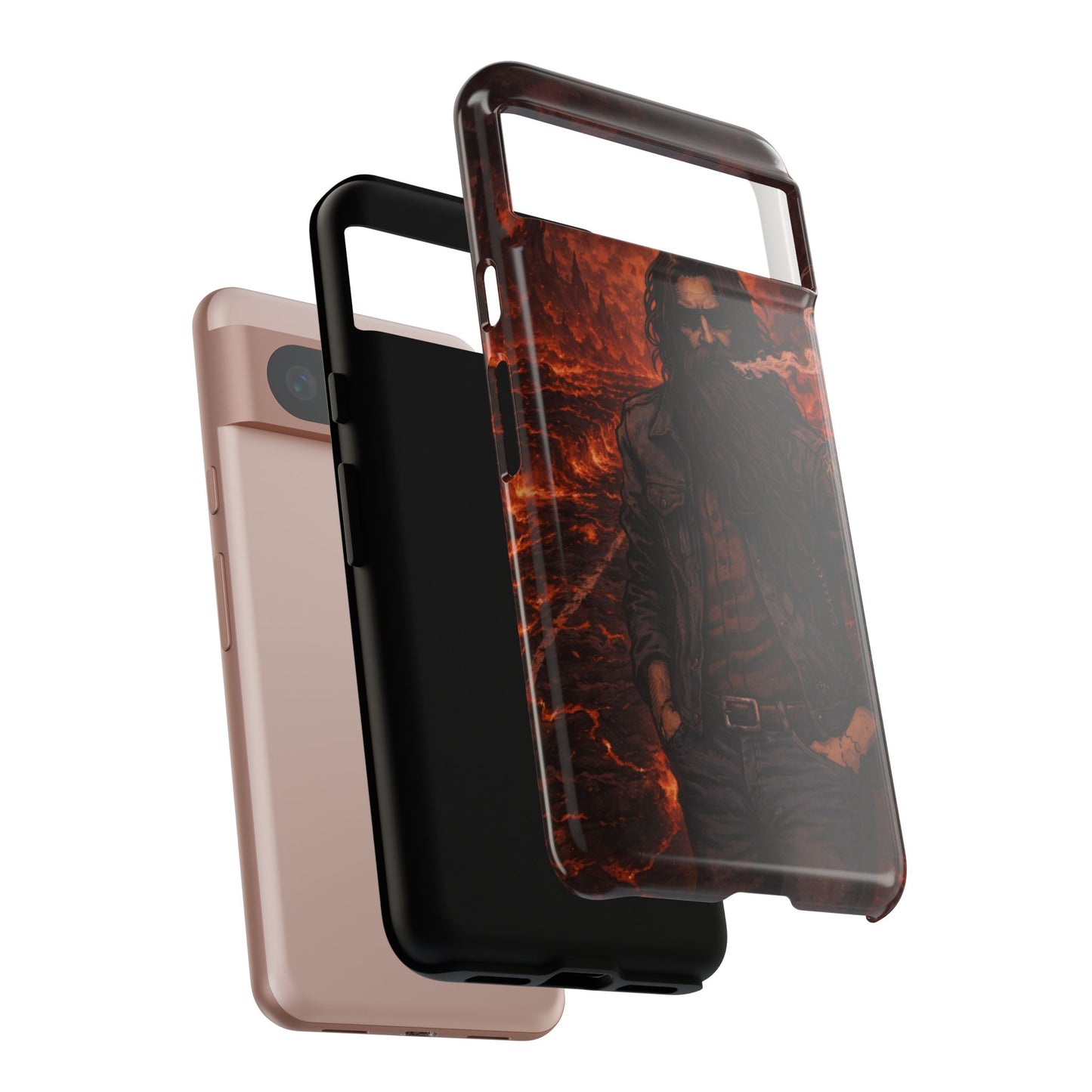 Rugged Beardman Phone Case — Smoky Lava Biker Design