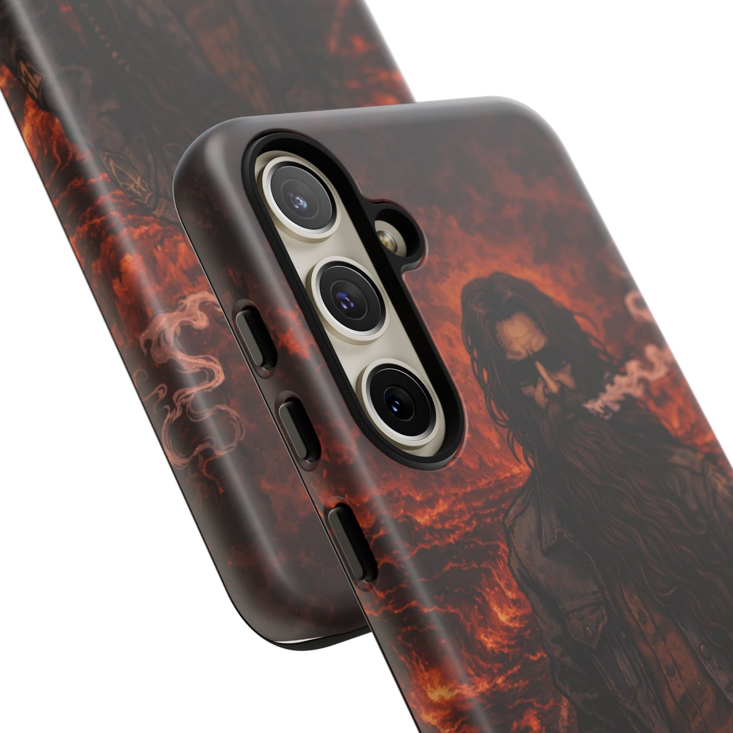 Rugged Beardman Phone Case — Smoky Lava Biker Design