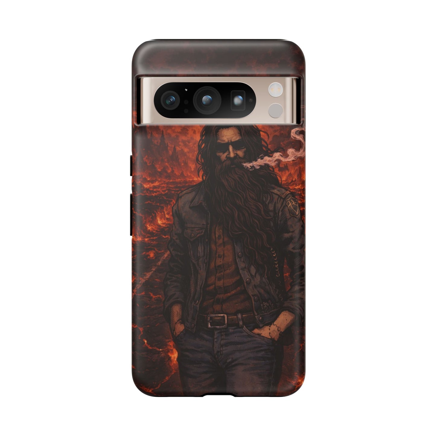 Rugged Beardman Phone Case — Smoky Lava Biker Design