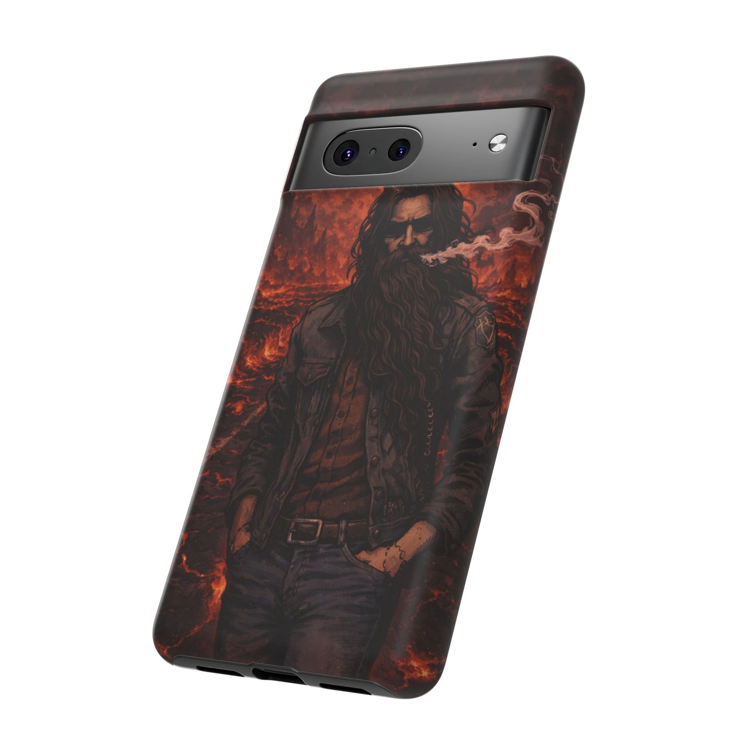 Rugged Beardman Phone Case — Smoky Lava Biker Design
