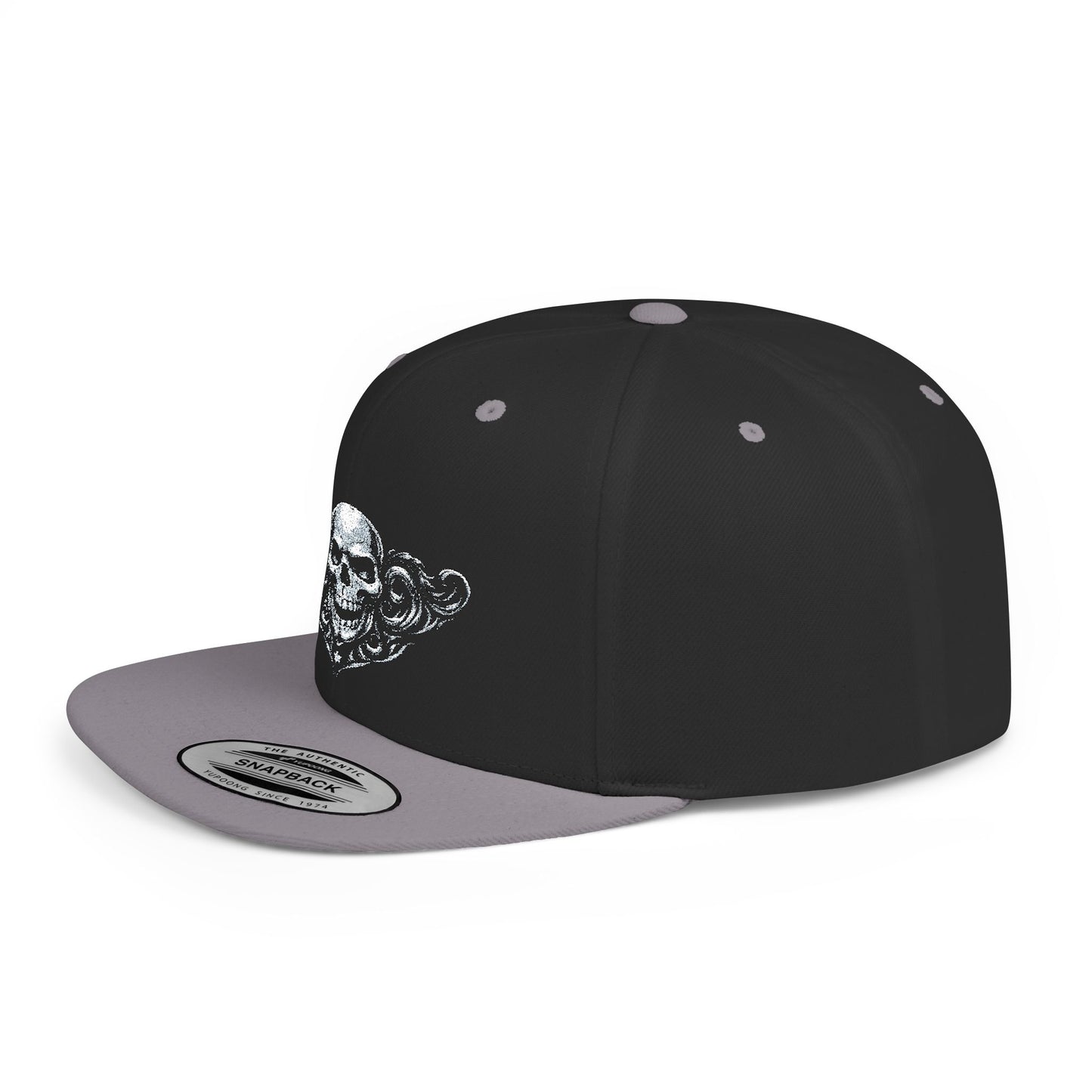 Diamond Skull Flat Bill Snapback Hat — Bling Skull Embroidered Cap