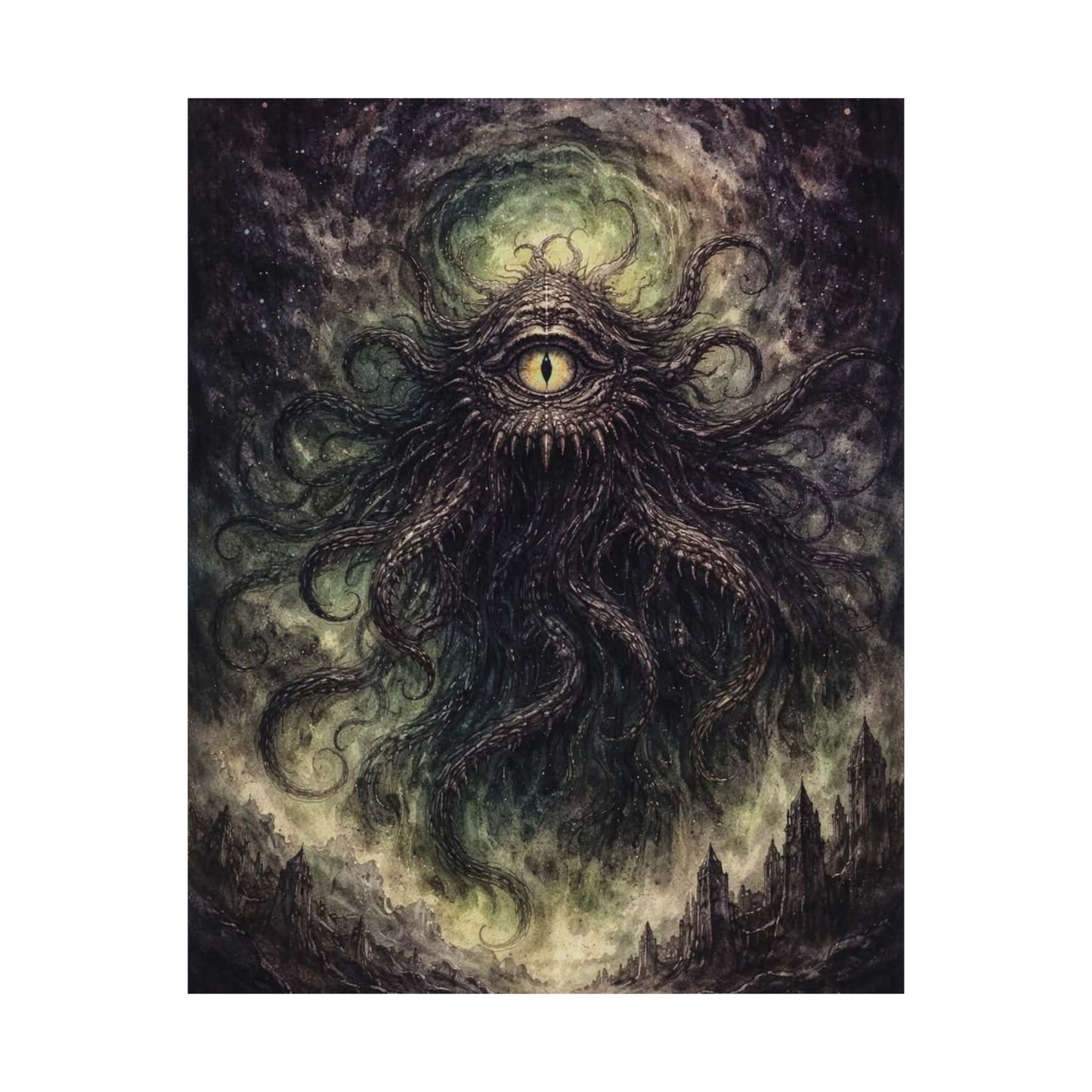Cosmic Eye Horror Poster — Matte Vertical Lovecraft Tentacle Wall Art