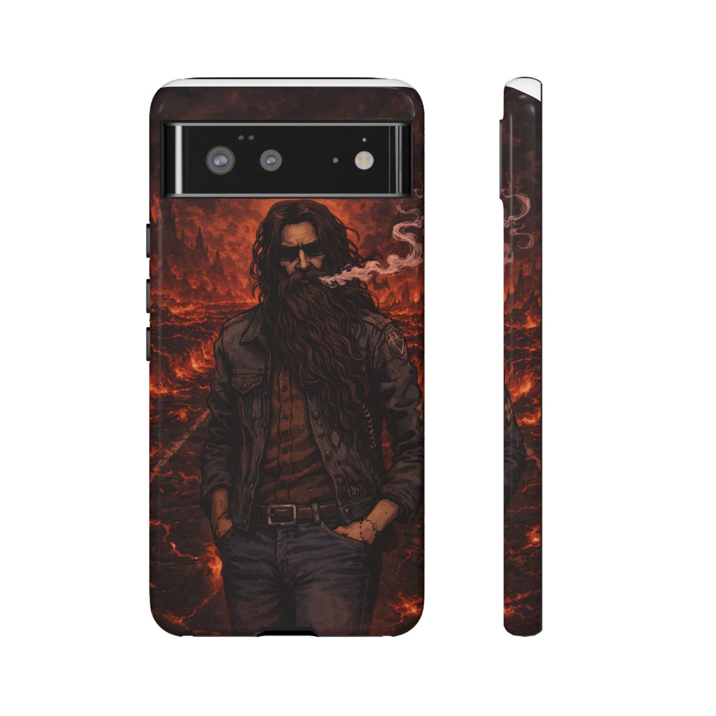 Rugged Beardman Phone Case — Smoky Lava Biker Design