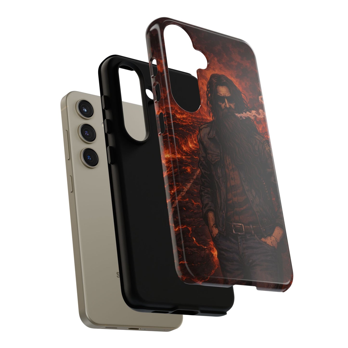Rugged Beardman Phone Case — Smoky Lava Biker Design