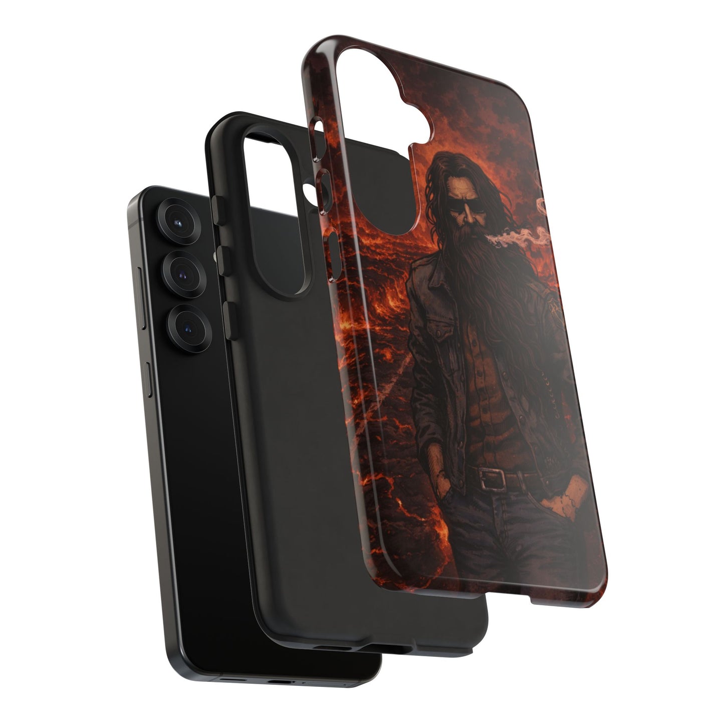 Rugged Beardman Phone Case — Smoky Lava Biker Design