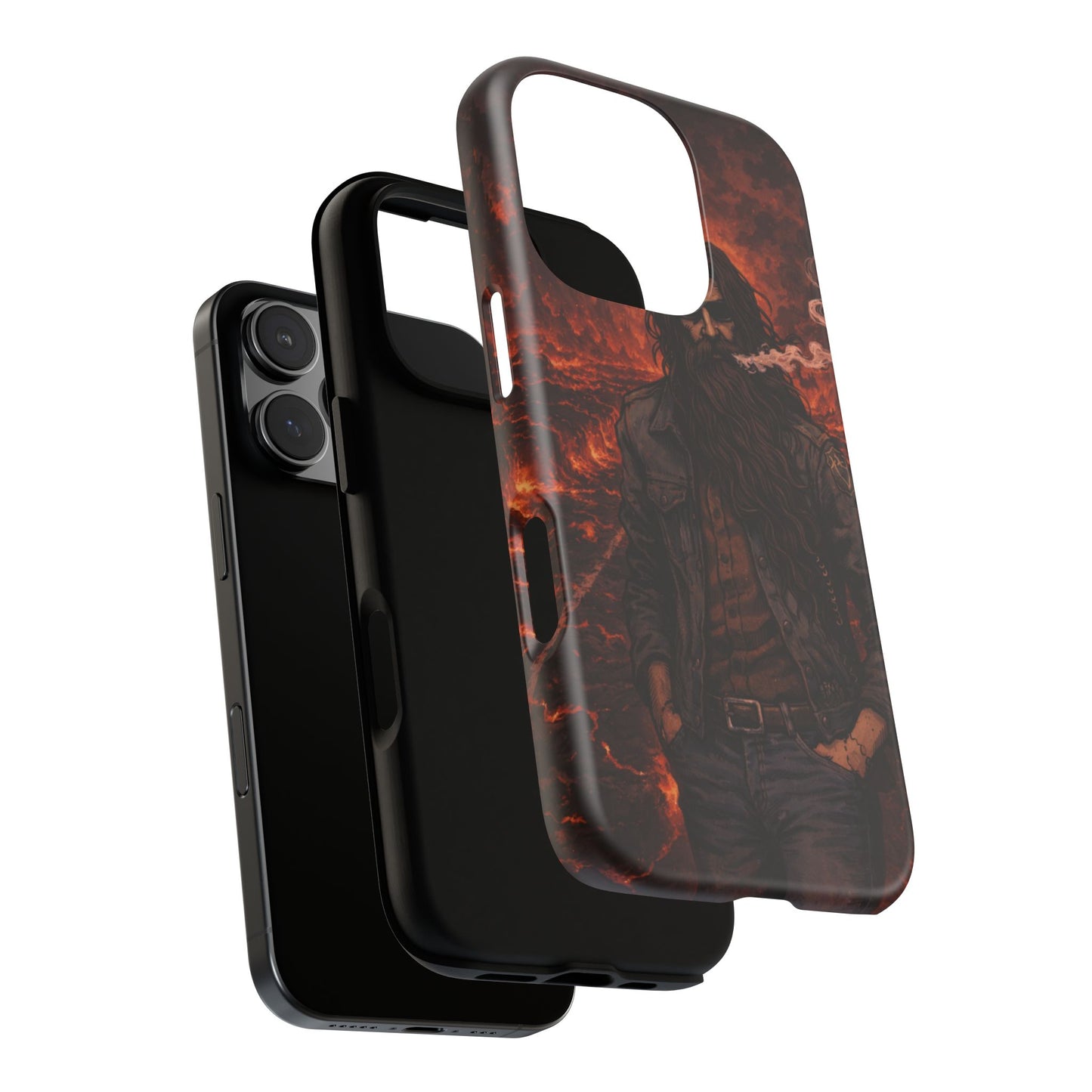Rugged Beardman Phone Case — Smoky Lava Biker Design
