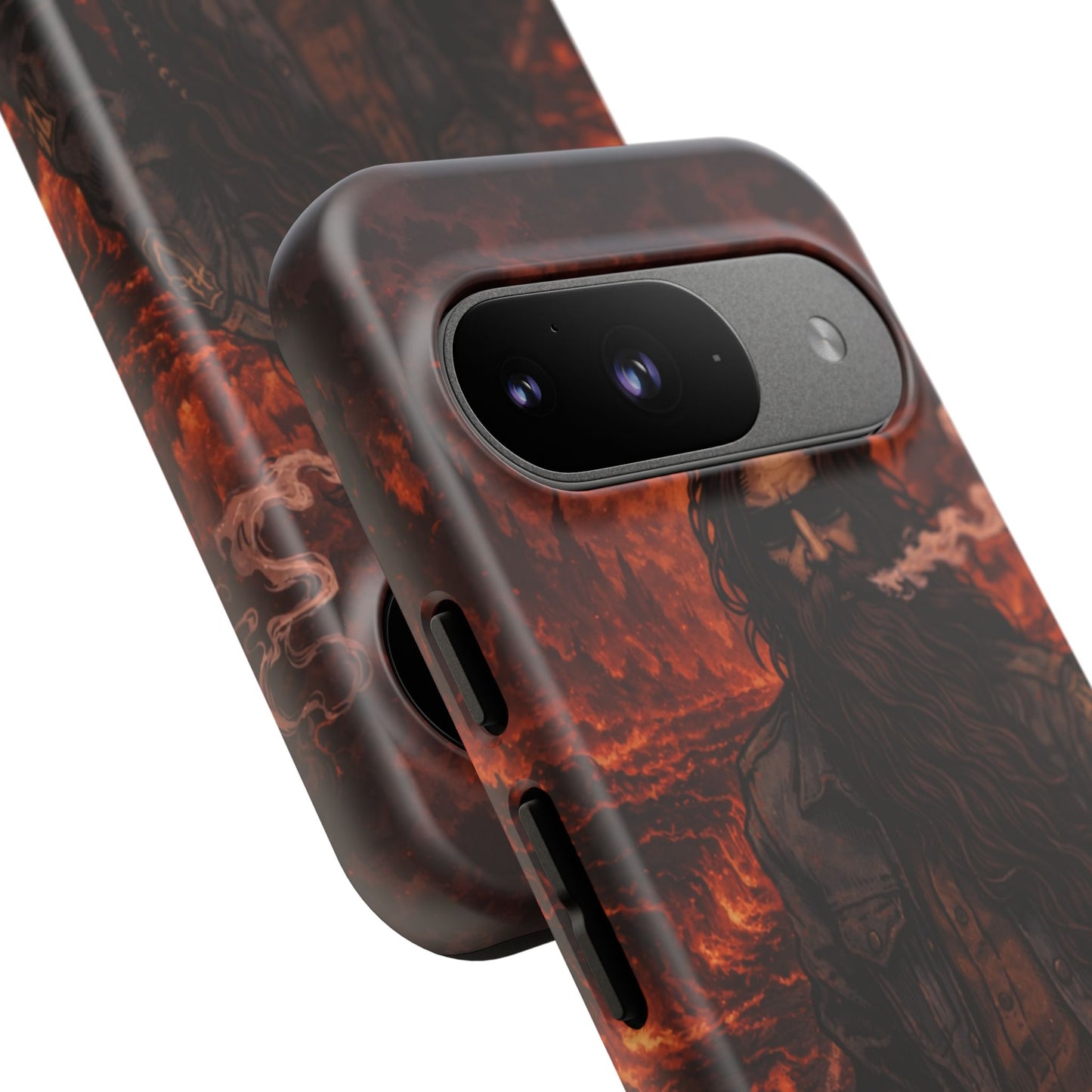 Rugged Beardman Phone Case — Smoky Lava Biker Design
