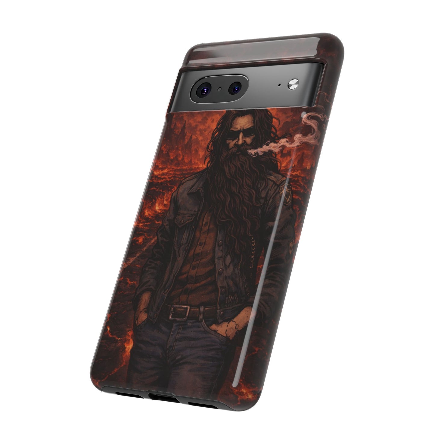 Rugged Beardman Phone Case — Smoky Lava Biker Design